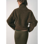 Sweat-Shirt Effet Moutonné Fermeture Éclair - Khaki