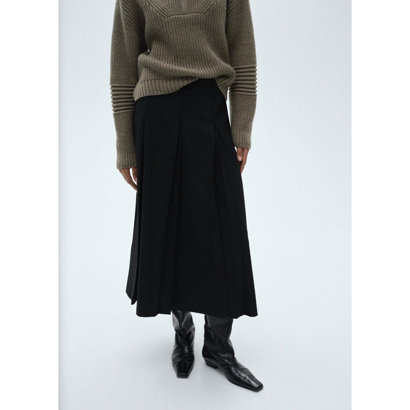Falda midi plisada - Negro