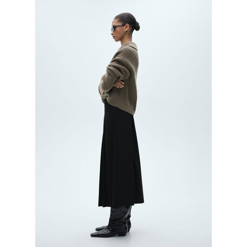 Falda midi plisada - Negro