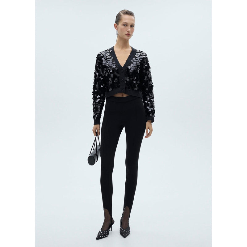 Sequin Knitted Cardigan - Black