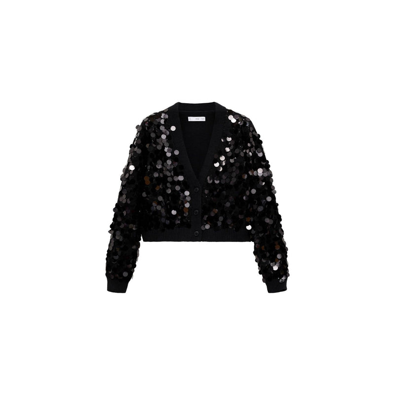 Sequin Knitted Cardigan - Black