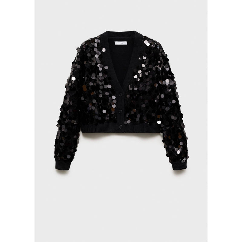 Sequin Knitted Cardigan - Black