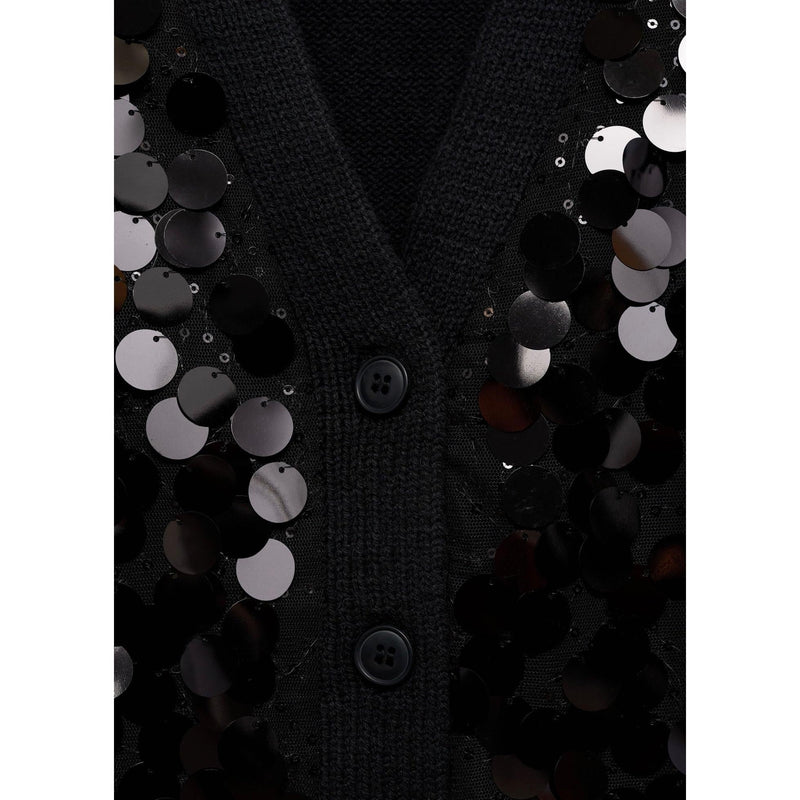 Sequin Knitted Cardigan - Black