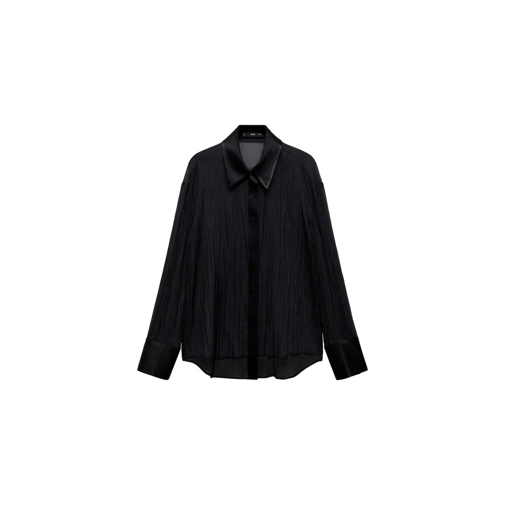 Camisa Semitransparente Detalles Satinados - Black