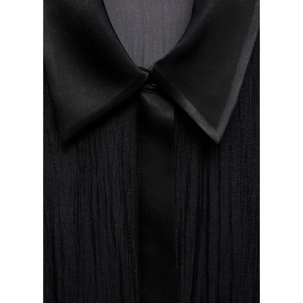 Camisa Semitransparente Detalles Satinados - Black
