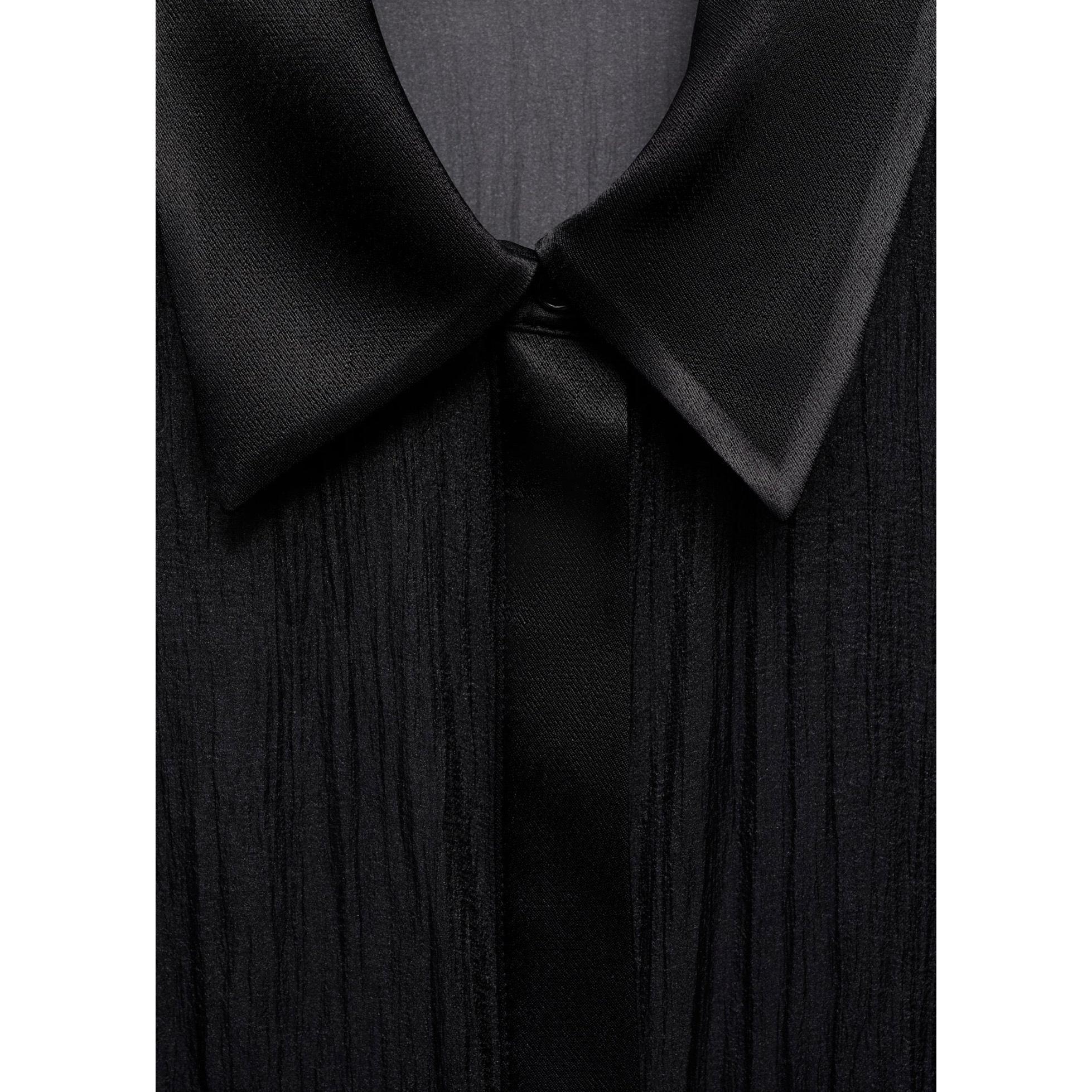Camisa Semitransparente Detalles Satinados - Black