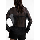 Semi-Transparent Shirt with Satin Details - Black