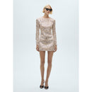 Shoulder Pad Sequin Dress - Silver