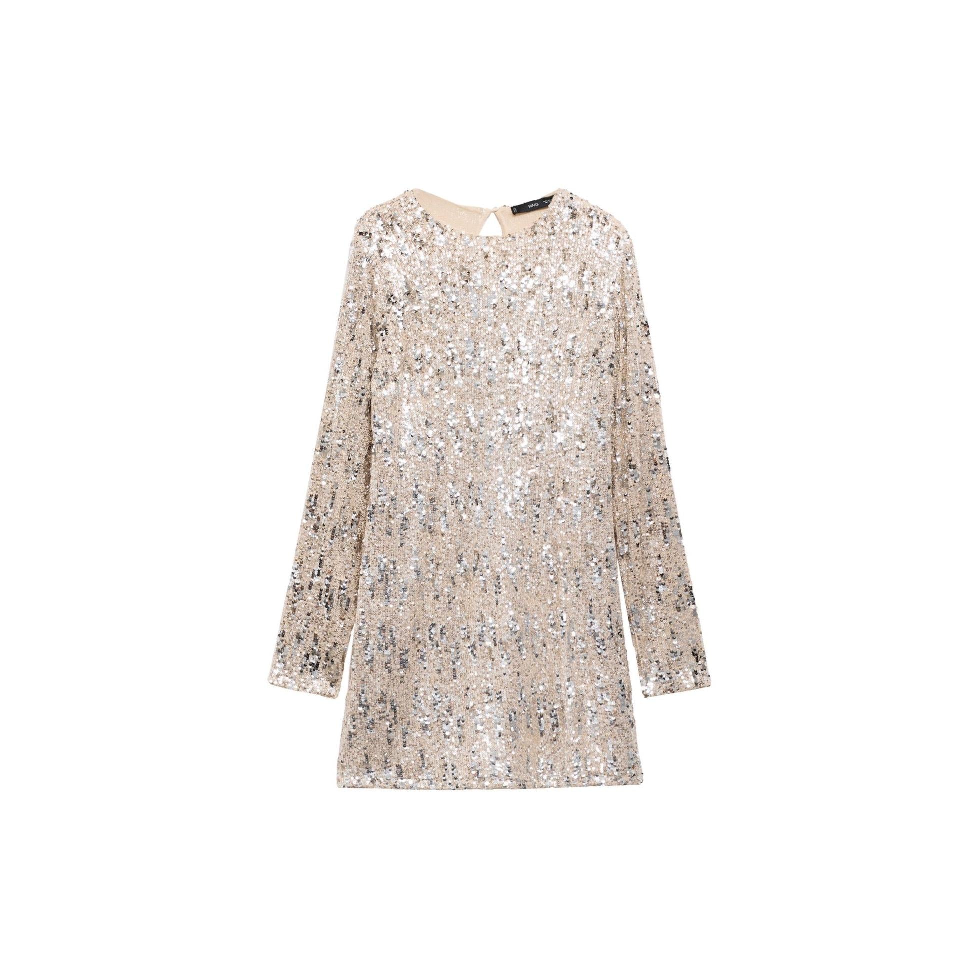 Robe Paillettes Épaulettes - Silver
