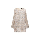 Shoulder Pad Sequin Dress - Silver