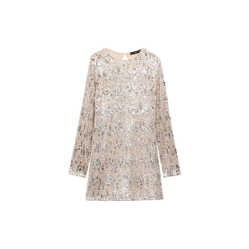 Shoulder Pad Sequin Dress - Silver