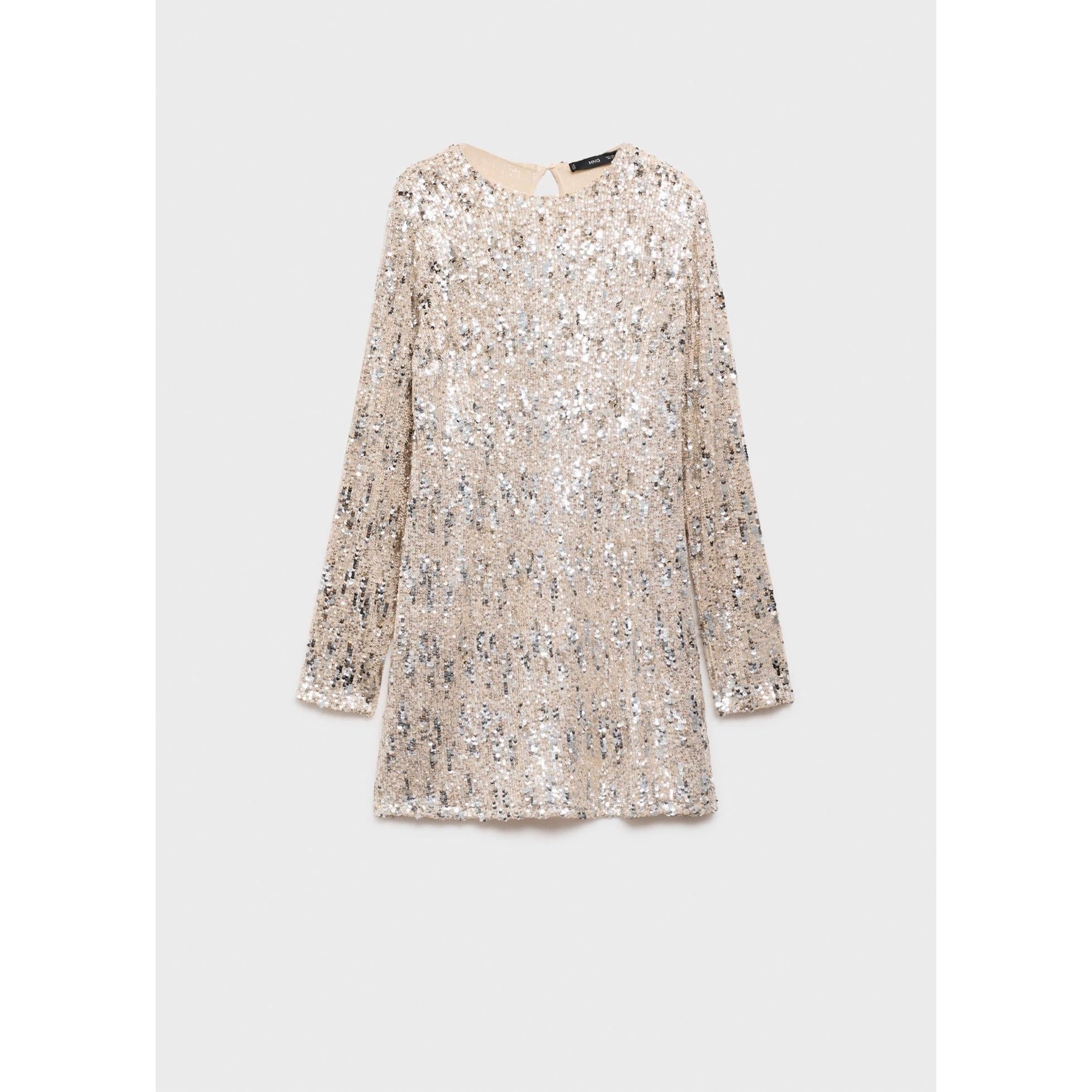 Robe Paillettes Épaulettes - Silver