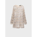 Shoulder Pad Sequin Dress - Silver