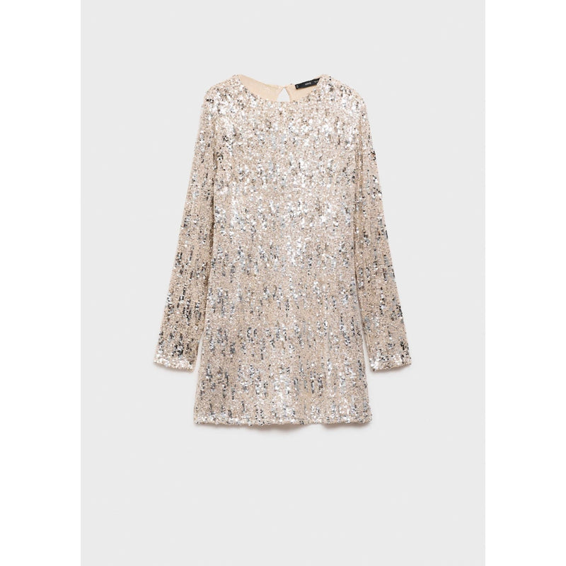 Shoulder Pad Sequin Dress - Silver
