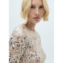 Shoulder Pad Sequin Dress - Silver