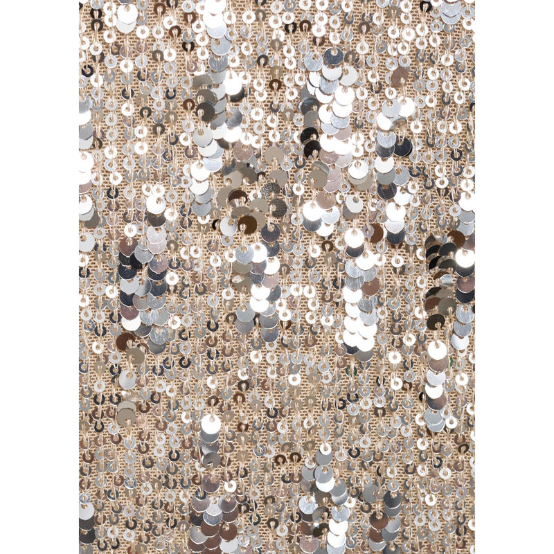 Shoulder Pad Sequin Dress - Silver