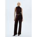 Pantalon Droit En Velours - Burgundy