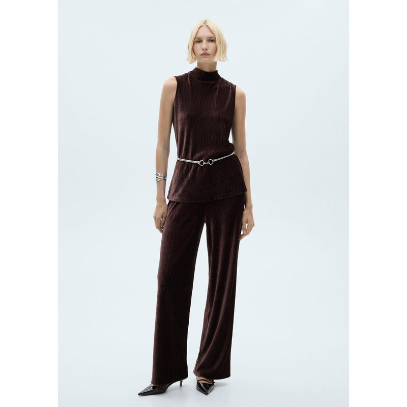 Pantalon Droit En Velours - Burgundy