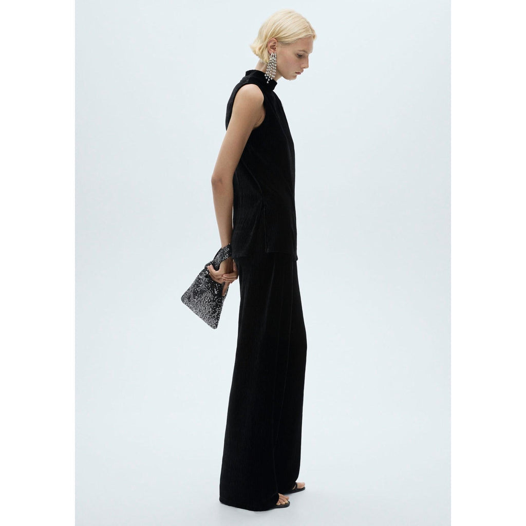 Pantalon Droit En Velours - Black