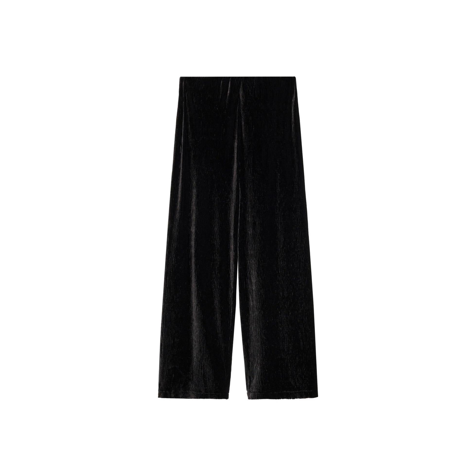 Pantalon Droit En Velours - Black