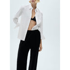 Pantalon Droit En Velours - Black