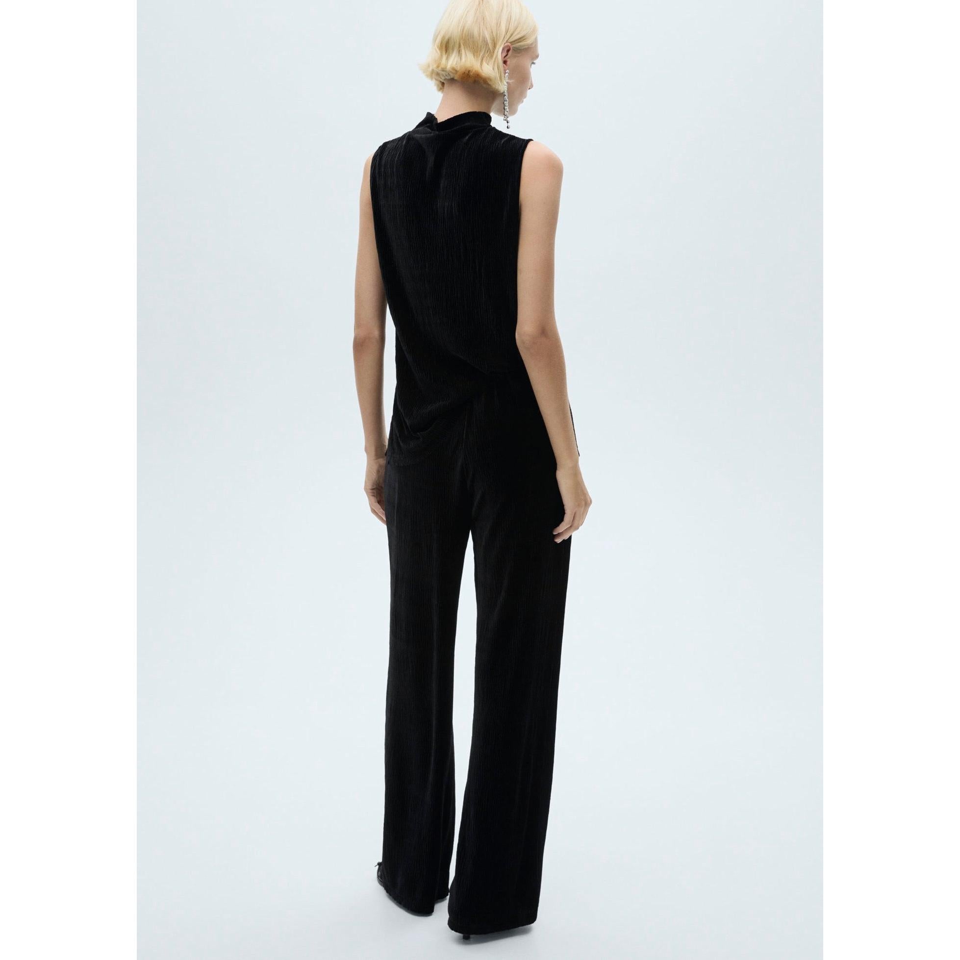 Pantalon Droit En Velours - Black