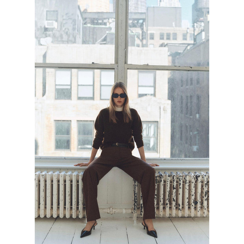 Pull-Over Maille Fine Laine Mélangée - Brown