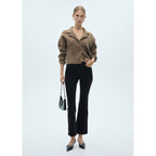 Jean Sienna Flare Crop Velours Côtelé - Black Denim