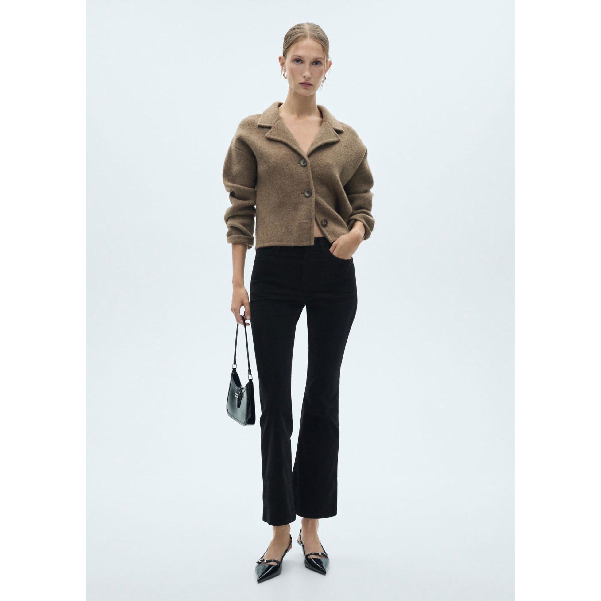 Jean Sienna Flare Crop Velours Côtelé - Black Denim
