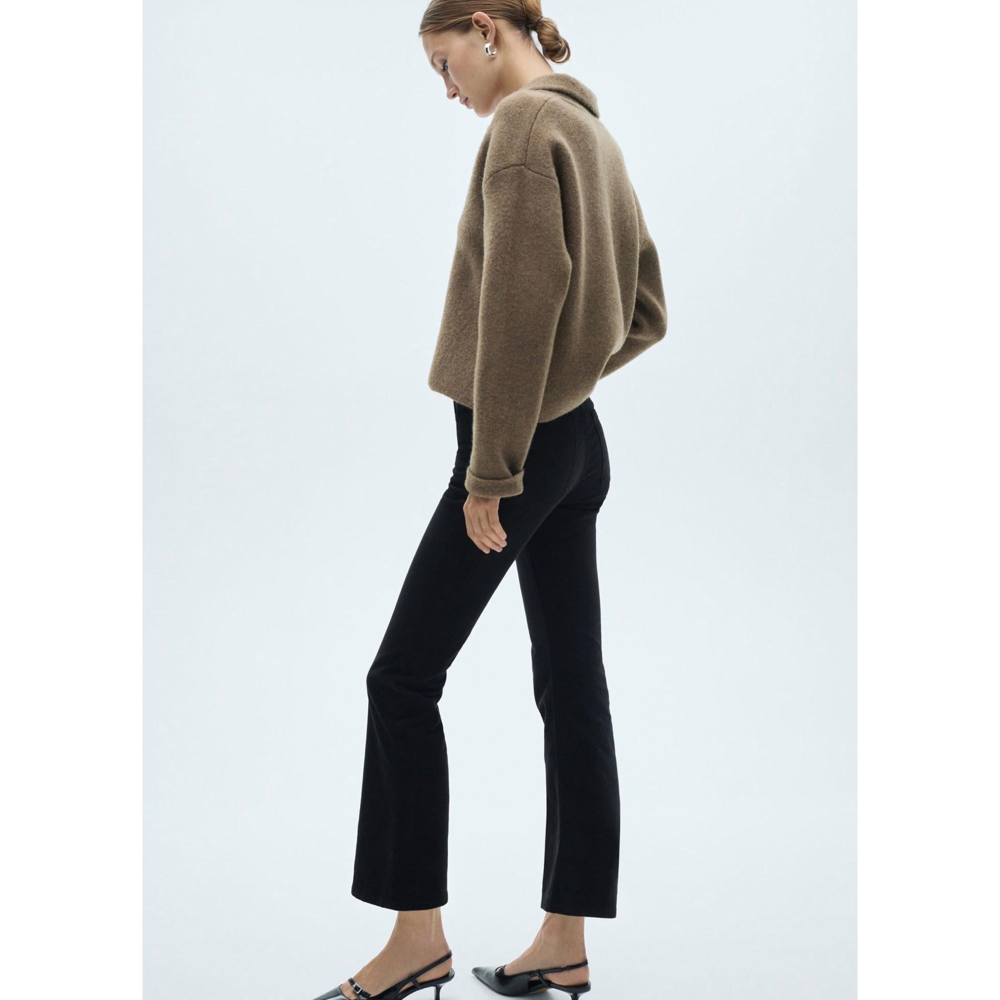 Jean Sienna Flare Crop Velours Côtelé - Black Denim