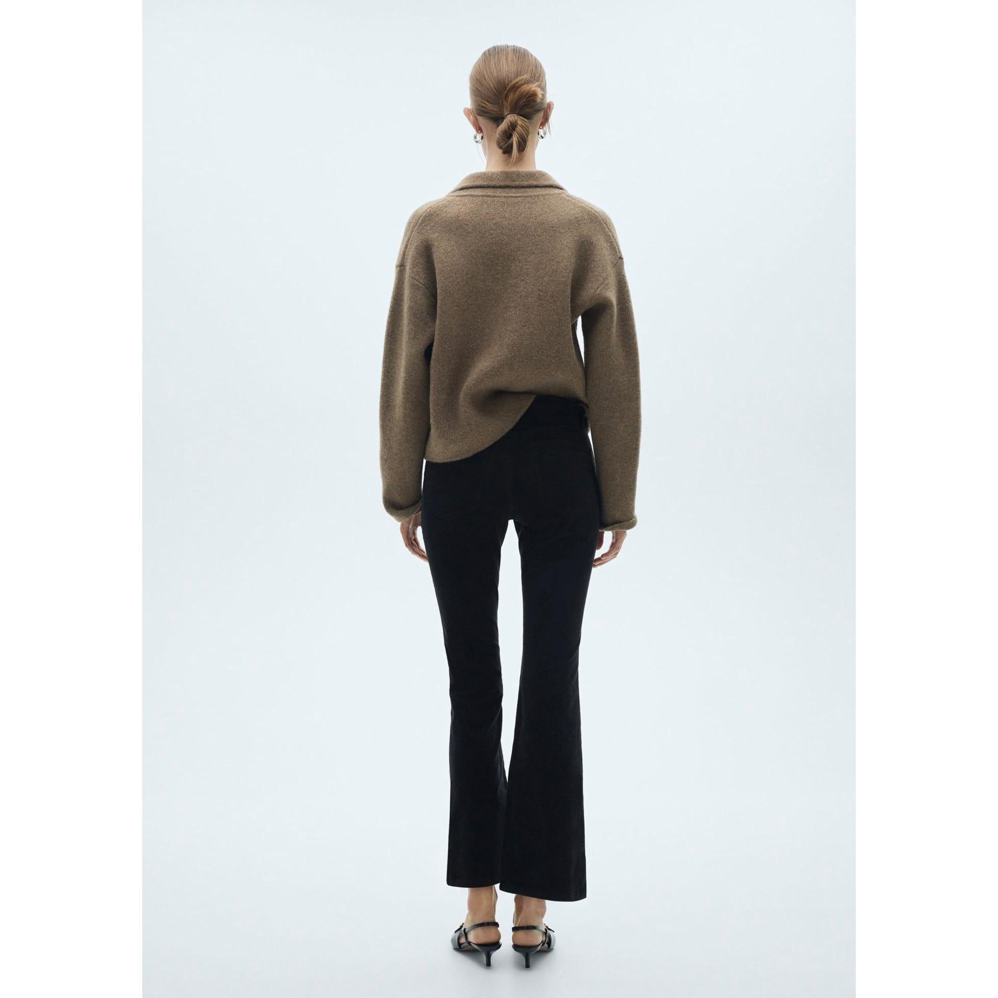 Jean Sienna Flare Crop Velours Côtelé - Black Denim
