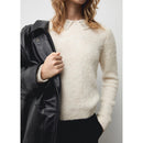 Jersey con cuello polo y strass - Crudo