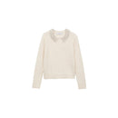 Jersey con cuello polo y strass - Crudo