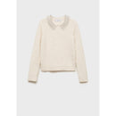 Jersey con cuello polo y strass - Crudo