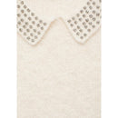Jersey con cuello polo y strass - Crudo