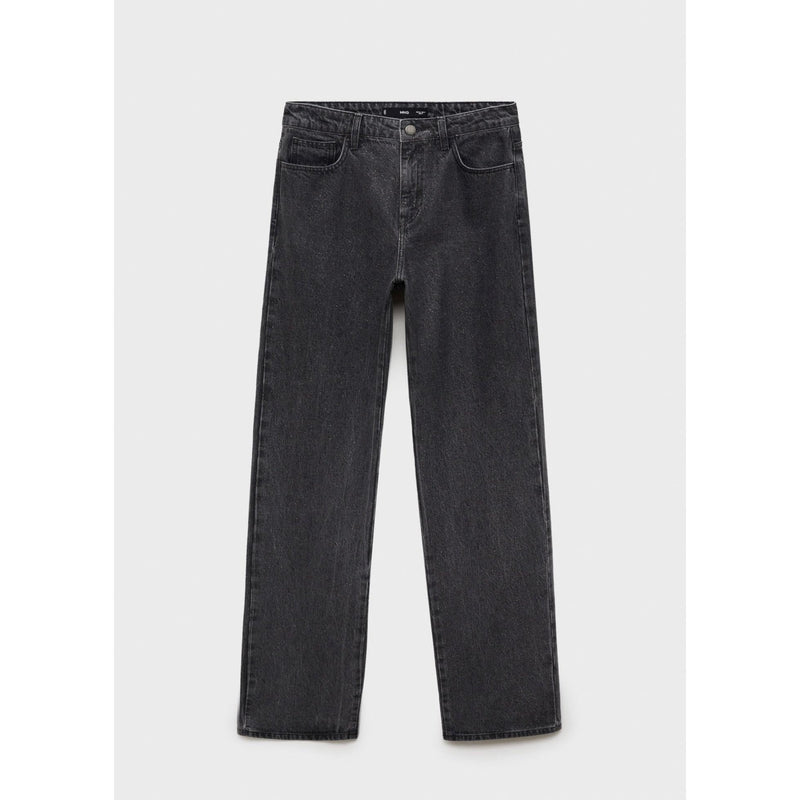 Shiny Straight Jeans - Black Denim