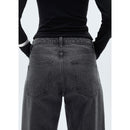 Shiny Straight Jeans - Black Denim