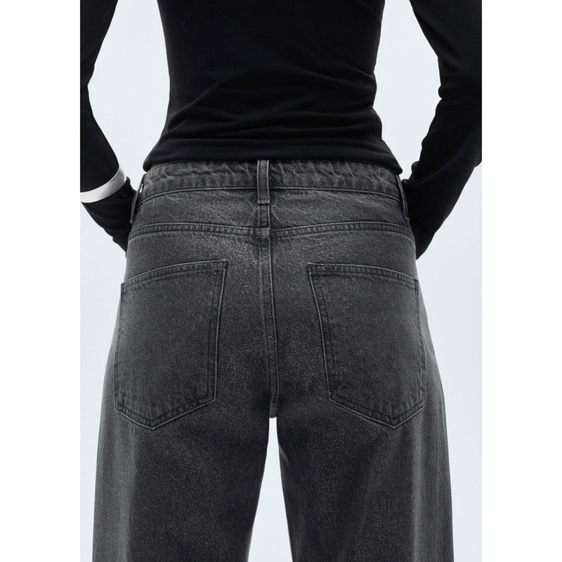 Shiny Straight Jeans - Black Denim