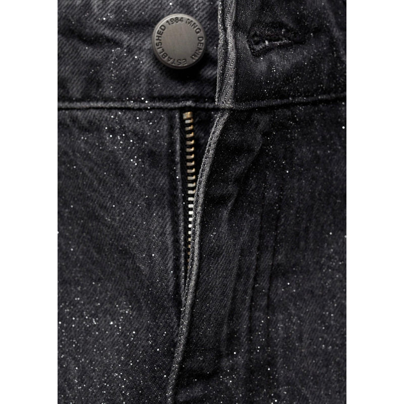 Shiny Straight Jeans - Black Denim