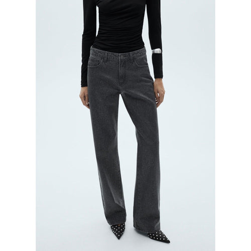 Shiny Straight Jeans - Black Denim