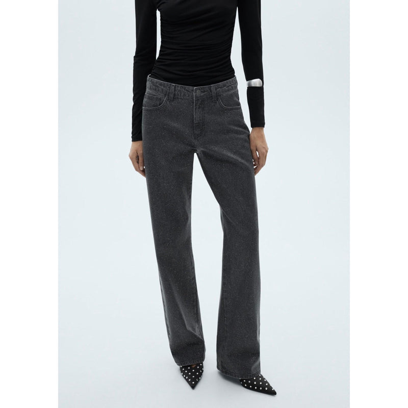 Shiny Straight Jeans - Black Denim