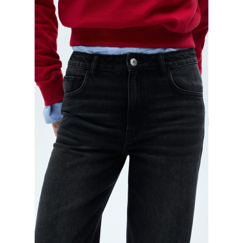 Jean Danila Wideleg Taille Haute - Black Denim