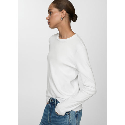 T-Shirt Coton Manches Longues - White