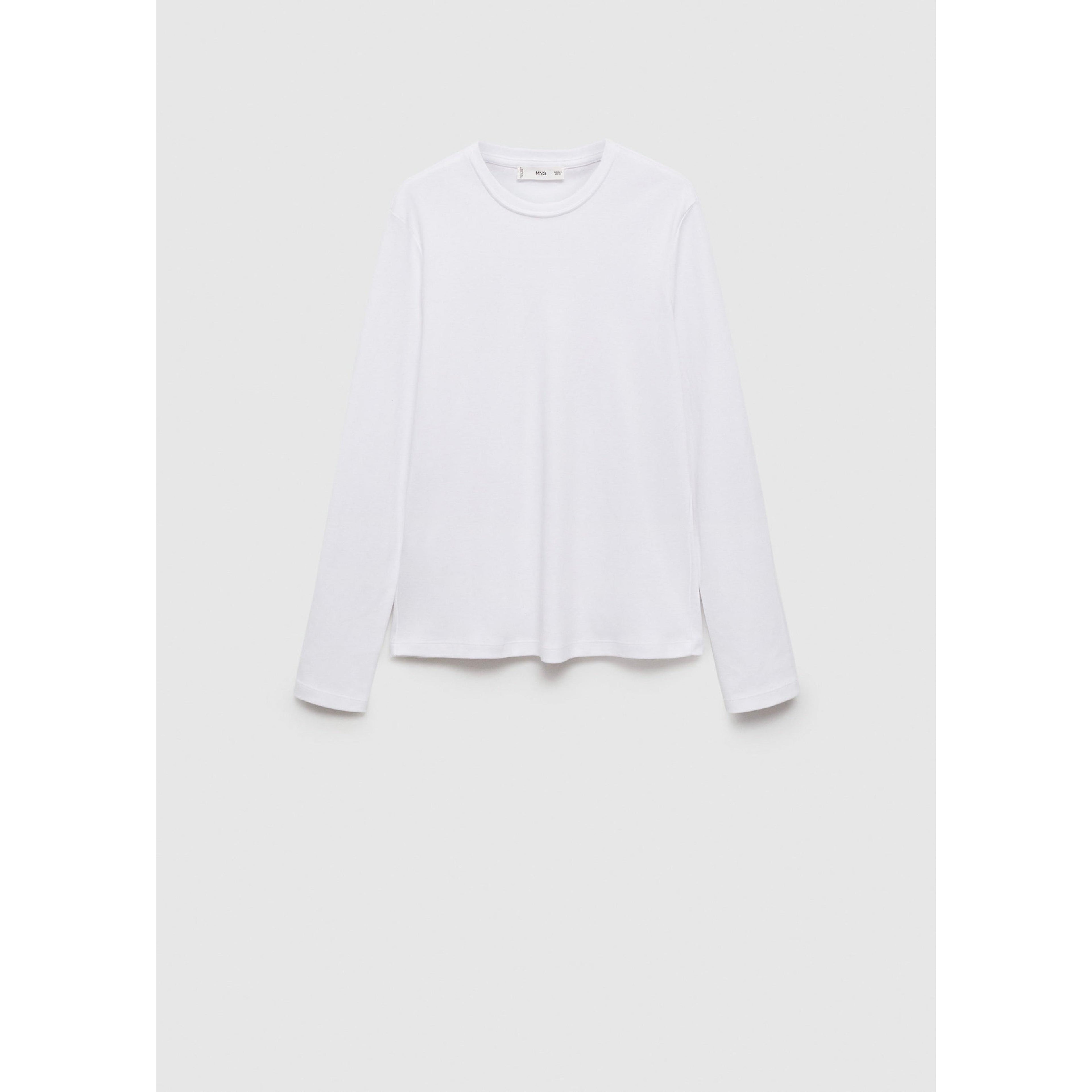 T-Shirt Coton Manches Longues - White