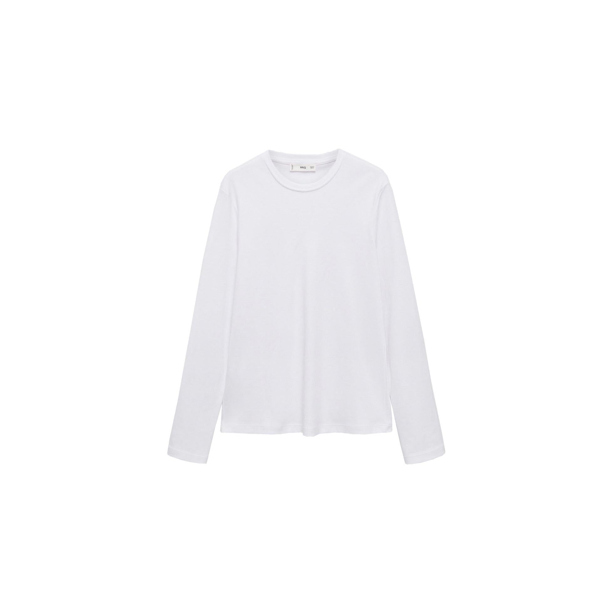 T-Shirt Coton Manches Longues - White