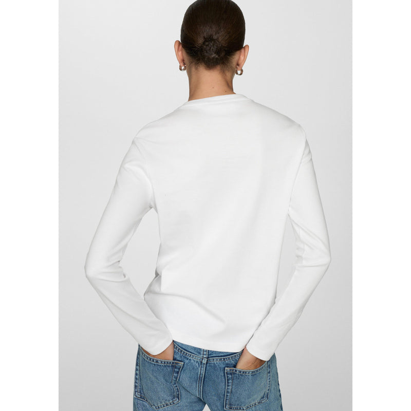 T-Shirt Coton Manches Longues - White