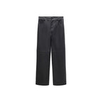 Pantalon Taille Normale Similicuir - Black