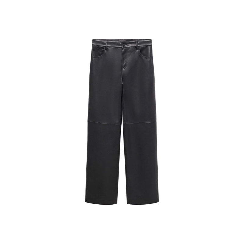 Pantalon Taille Normale Similicuir - Black