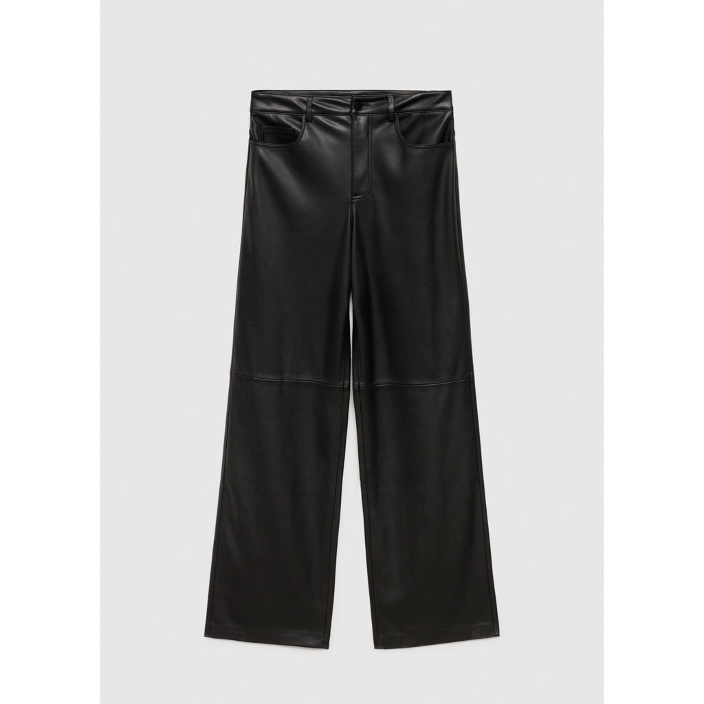 Pantalon Taille Normale Similicuir - Black