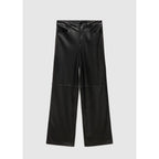 Pantalon Taille Normale Similicuir - Black